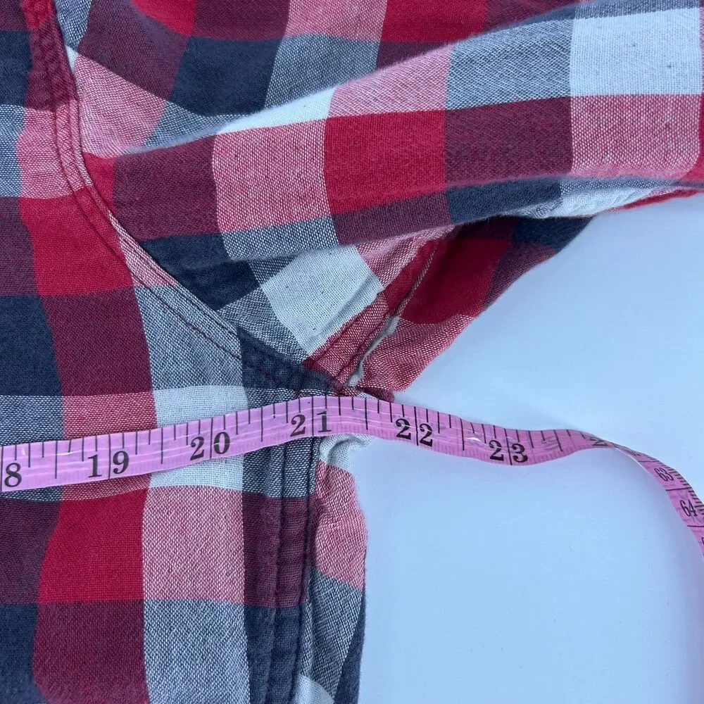Vintage J.Crew Plaid Workshirt Men’s M 100% Cotton Red Black Button Up Top